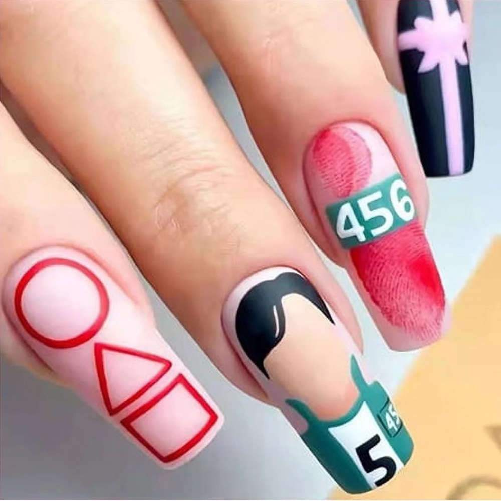 Squid Games Inspired Press On Nails